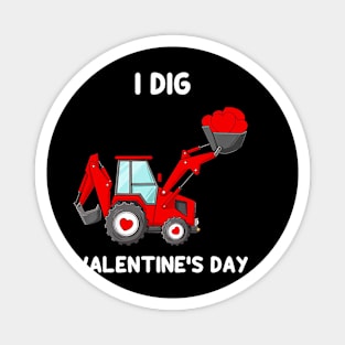 Kids I Dig Valentines Day Hearts Tractor Funny Toddler Boys Magnet